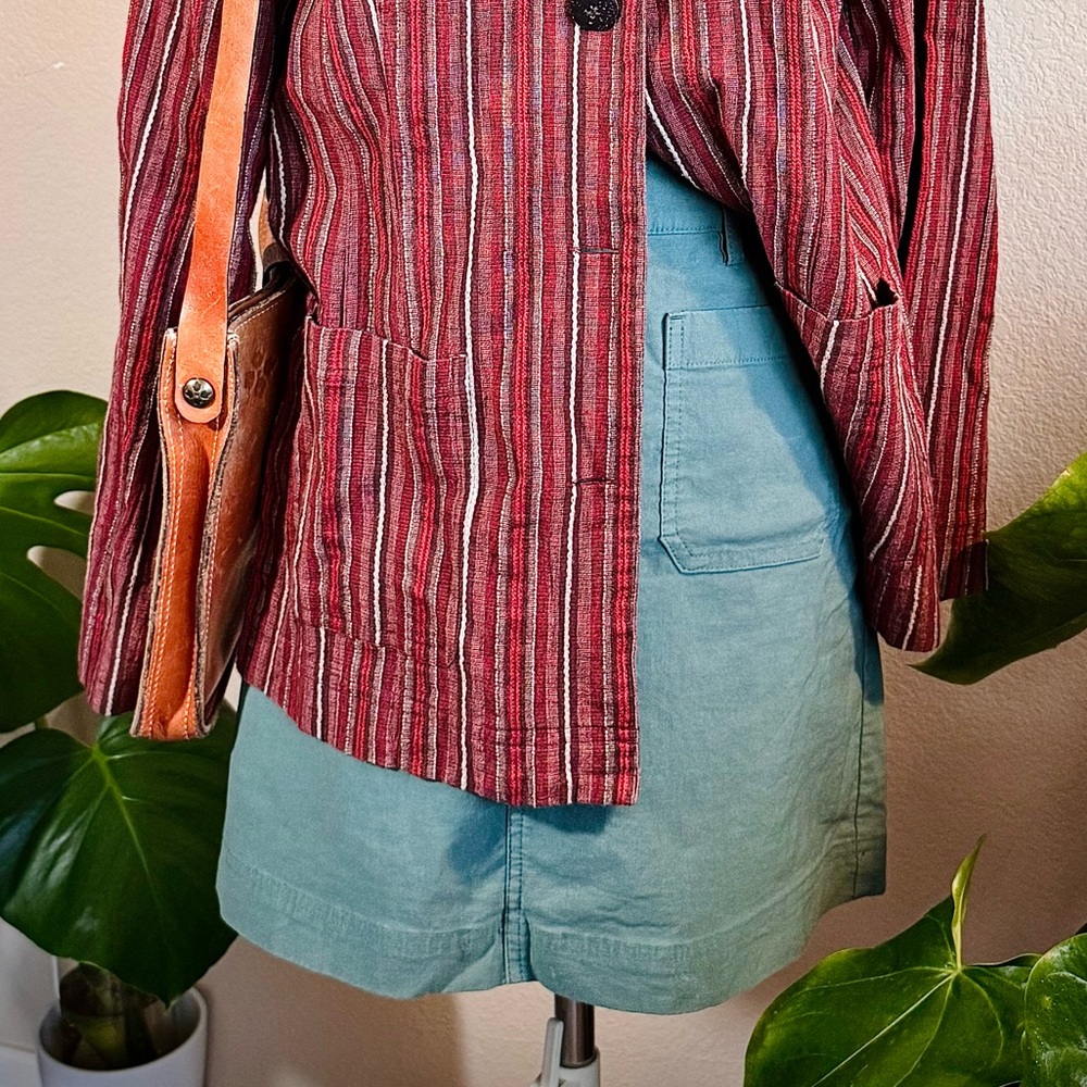 J. Crew Green Denim Mini Skirt Boho 8 - Picture 2 of 11